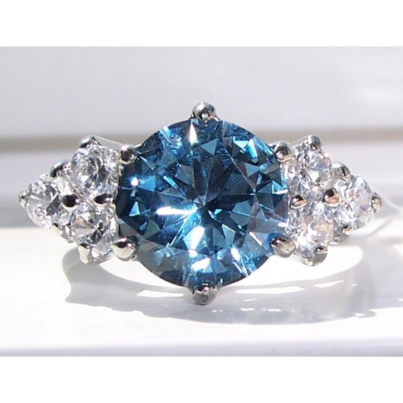 STAINLESS STEEL Simulated London Blue Topaz Ring - Picture 3 of 12